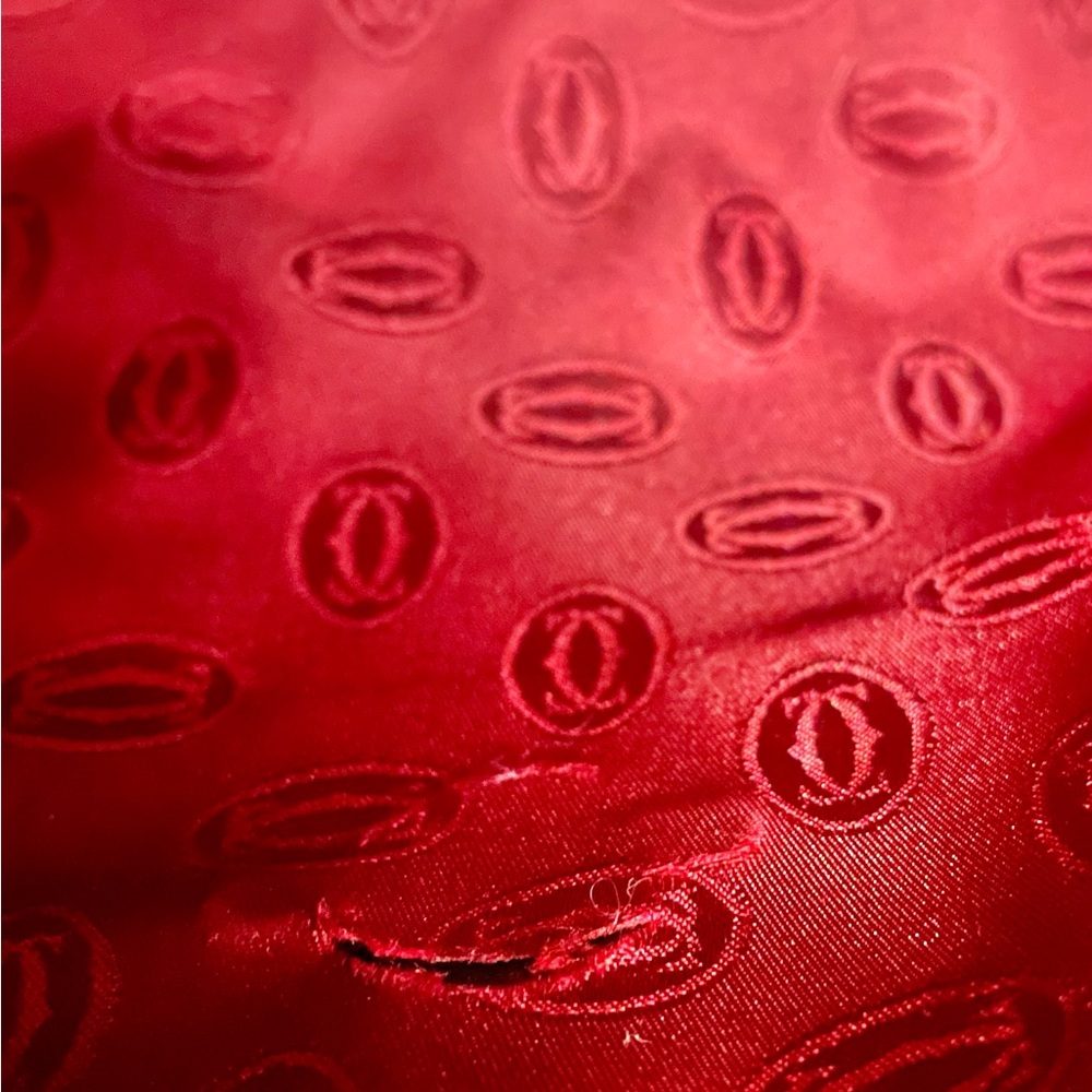 Cartier Authentic Vintage Maroon Clutch/Shoulder Bag with Gold Tone Chain - Picture 9 of 11